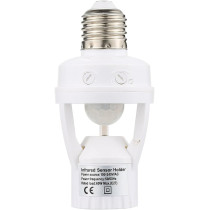 360 Degree Detection PIR Infrared Motion Sensor E27 LED Light Lamp Base Holder, Day & Night Modes for Energy Efficient Lighting