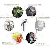Abbasali Bidet Spray Head, Shattaf, Hand Held Solid Brass Chrome Bidet Toilet Sprayer, Bathroom Hand Shower for Personal And Feminine Hygiene