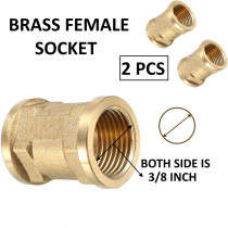 Abbasali 2pcs Set Brass Multi Purpose Hose Fittings with BSP Thread, Female Socket, 3/8 Inch, Ideal for Plumbing, Gas, and Hot Water Applications