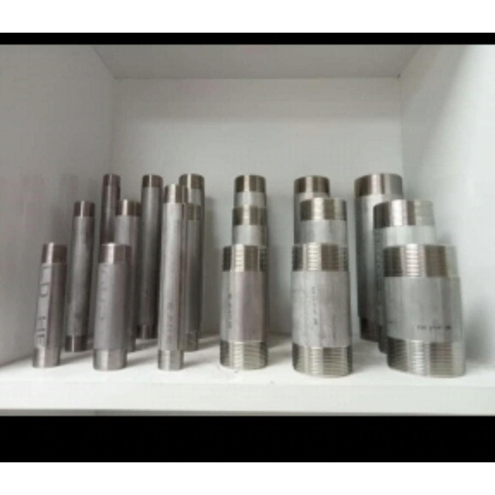Abbasali Threaded Pipe Fitting Coupler SS Barrel Nipple 3/4 x 4 Inch Strong and Long-lasting Pipe Connector