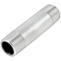 Abbasali Threaded Pipe Fitting Coupler SS Barrel Nipple 3/4 x 4 Inch Strong and Long-lasting Pipe Connector