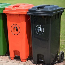 Abbasali Large Outdoor Trash Can with Lid Pedal, Recycling Bins for Garden Trash Sorting, Green, 240L