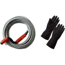 Abbasali Drainage Cleaning Kit, 5 Meter Spring and Rubber Gloves for Unclogging Pipes in Homes and Offices