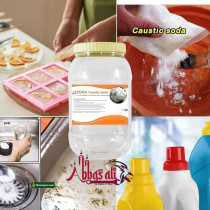 Abbasali Pure Caustic Soda Flakes 1kg, Sodium Hydroxide NaOH, Ideal for Soap and Detergent Making, Includes Gloves, Masks, and Goggles