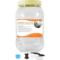 Abbasali Pure Caustic Soda Flakes 1kg, Sodium Hydroxide NaOH, Ideal for Soap and Detergent Making, Includes Gloves, Masks, and Goggles