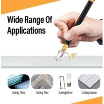 Abbasali Glass Cutter Pen Type with Top Cutter 6 Inch and Knitted Gloves for Glass Cutting Safety