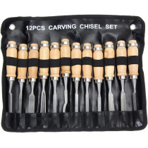 Wood Carving Hand Chisel Set 12-Piece Woodworking Lathe Gouges for Precision Carving
