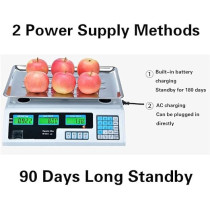 ZCY Electronic Scale ES1017 Stainless Steel Cooking Scale with Backlight 40kg 5g Black