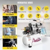 Abbasali 50L Silent Single Head Air Compressor with 5-Piece Tool Kit: Airduster Gun, Spray Gun, Service Gun, Inflator Gauge And Spiral Hose