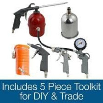 Abbasali 50L Silent Single Head Air Compressor with 5-Piece Tool Kit: Airduster Gun, Spray Gun, Service Gun, Inflator Gauge And Spiral Hose