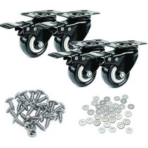 Abbasali Heavy Duty 2 Inch Swivel Caster Wheels, Polyurethane PU Casters with 360 Degree Top Plate, 600 LB Capacity, Pack of 4, Locking