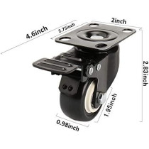 Abbasali Heavy Duty 2 Inch Swivel Caster Wheels, Polyurethane PU Casters with 360 Degree Top Plate, 600 LB Capacity, Pack of 4, Locking
