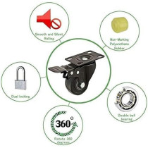 Abbasali Heavy Duty 2 Inch Swivel Caster Wheels, Polyurethane PU Casters with 360 Degree Top Plate, 600 LB Capacity, Pack of 4, Locking