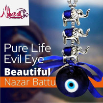 Abbasali Evil Eye Elephant Hanging, Vastu Protection And Reiki Healing for Home, Car And Office, Blue