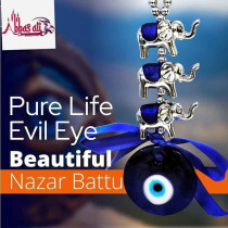 Abbasali Evil Eye Elephant Hanging, Vastu Protection And Reiki Healing for Home, Car And Office, Blue