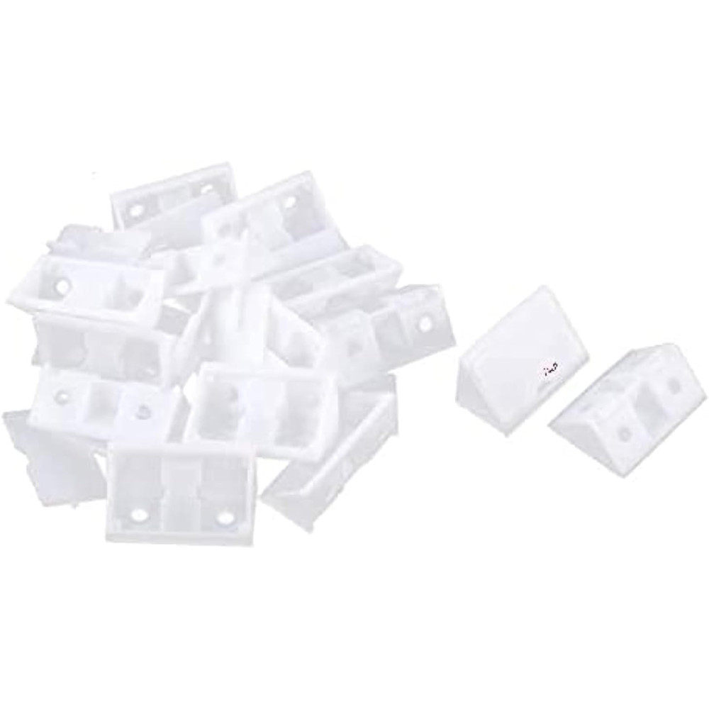 Abbasali Furniture Shelf Cabinet Angle Brackets, 20pcs White Plastic Brackets for Easy Assembly