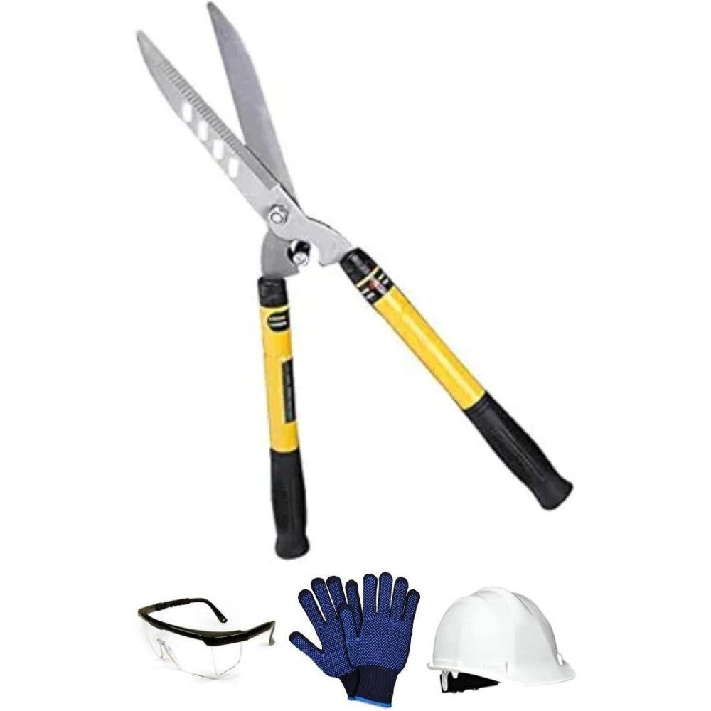 Abbasali Garden Hedge Shears, Trimming Scissors for Boxwood And Bushes with Gloves, Goggles And Helmet for Safety