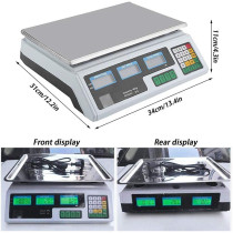 Relaxbx Digital Electronic Price Computing Scale, 40kg Commercial Platform for Fruits And Vegetables, White