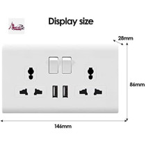 Abbasali 2 USB Wall Socket with Double Switch And Tamper Resistant Duplex Receptacle, White