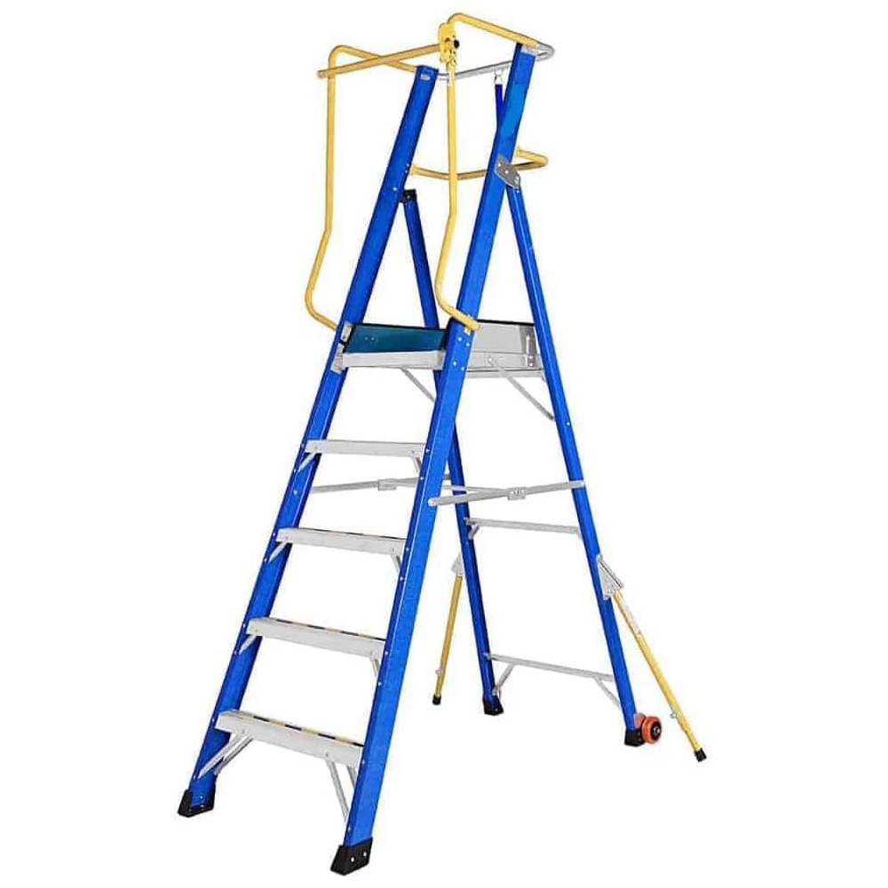 Abbasali 5ft Fiberglass Platform Ladder, 1.4m for Heavy Duty Use