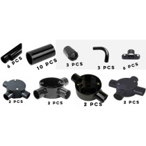 Abbasali Pack of 36 Pcs PVC Electrical Conduit Pipe And Fittings, 25mm for Indoor And Outdoor Wiring