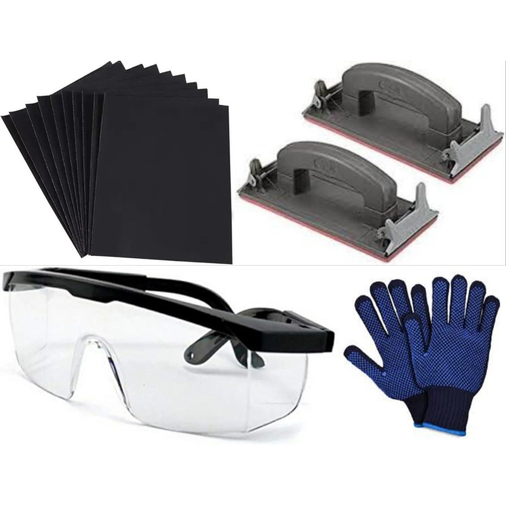 Abbasali 10 Pcs Wet and Dry Sandpaper with 2 Sanding Blocks, 320 Grit for Wood, Metal And Automotive Finishing