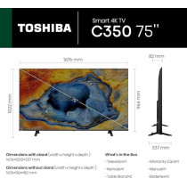Toshiba 75 inch UHD Smart TV C350N - AI 4K Upscaling, REGZA Power Audio, Ultimate Motion, Sports Mode, DTS X, Game Mode, Dolby Vision Atmos (2024 Model)