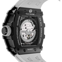 TSAR BOMBA Luxury Automatic Mechanical Watches For Men - Japanese Movement Sapphire Glass - 50M Waterproof Men's Watch - Square Wrist Watches Silicone Band Luminous Elegant Gifts for Men