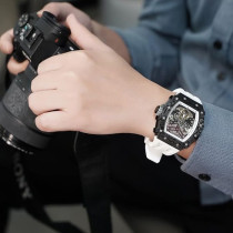 TSAR BOMBA Luxury Automatic Mechanical Watches For Men - Japanese Movement Sapphire Glass - 50M Waterproof Men's Watch - Square Wrist Watches Silicone Band Luminous Elegant Gifts for Men