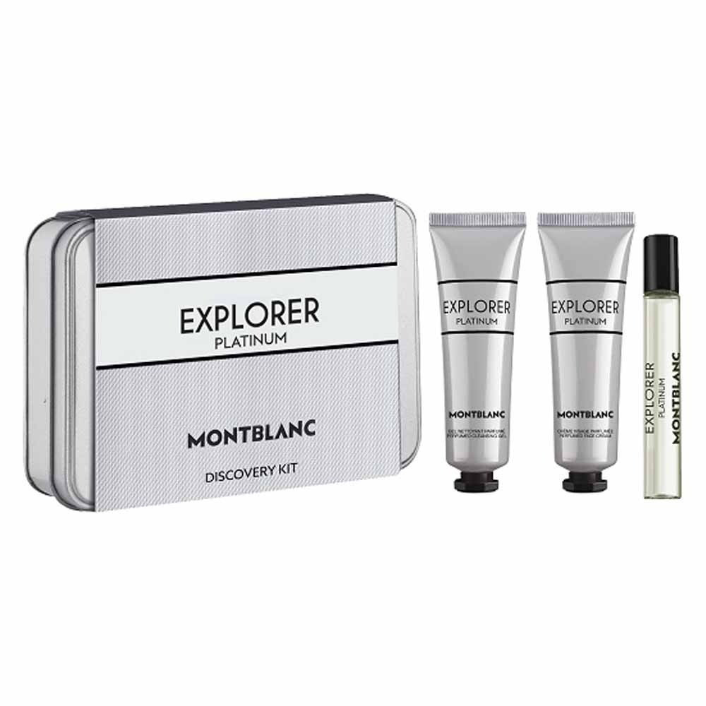 Mont Blanc Explorer Platinum For Men Discovery Kit Set Edp 7.5Ml And Face Cream 30Ml, Cleansing Gel 30Ml