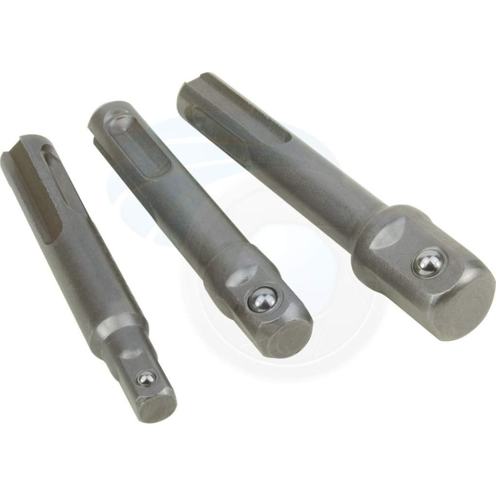 Tolsen SDS-PLUS Adaptor Set, Silver, 3PCS, 1/4 Inch, 3/8 Inch, 1/2 Inch, Model 77865