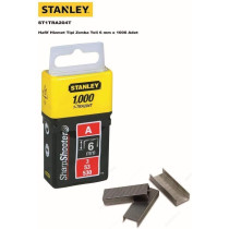 Stanley Type A Staples, Silver, 6mm, 1000 Pieces for Heavy-Duty Use, TRA204TBT