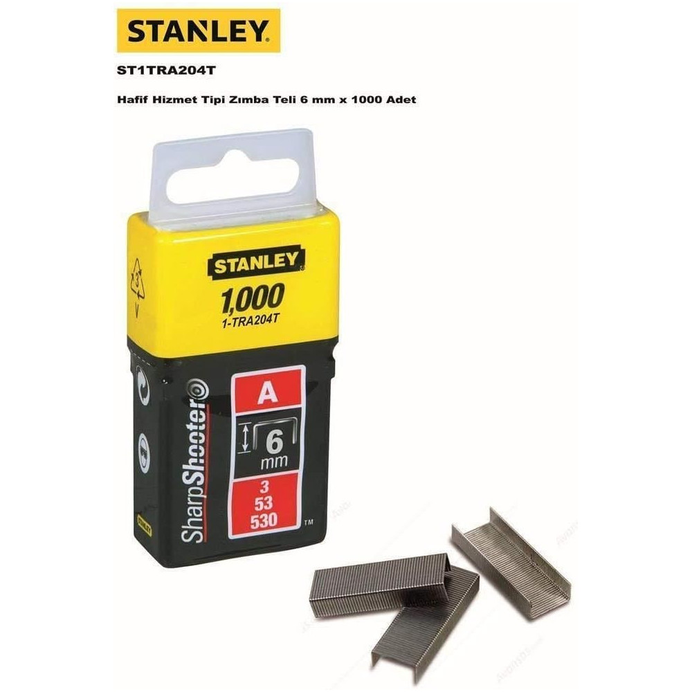 Stanley Type A Staples, Silver, 6mm, 1000 Pieces for Heavy-Duty Use, TRA204TBT