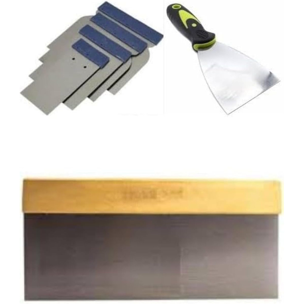 Abbasali 3 Types of Scrapers for Home And Office Maintenance, Includes Paint Scraper, 4pcs Putty Metal Scraper Set And 10-inch Scraper