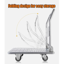 Abbasali Platform Truck, Heavy Duty Industrial Cart with 4 Wheels, Stainless Steel Push Cart