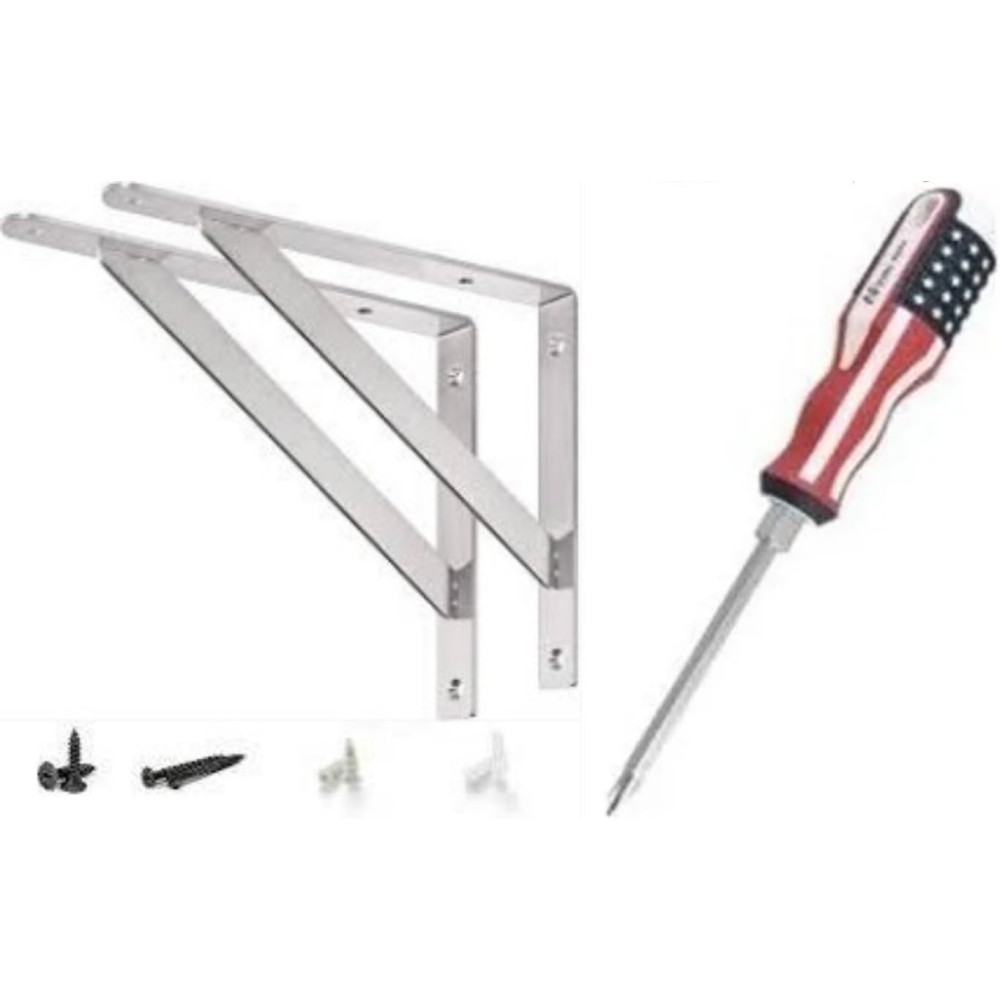 Abbasali Heavy Duty One Pair Shelf Brackets 9 Inch x 12 Inch, Floating Tripod Triangle L Brackets with Screwdriver for 90° Angle Wall-Mounted Shelves
