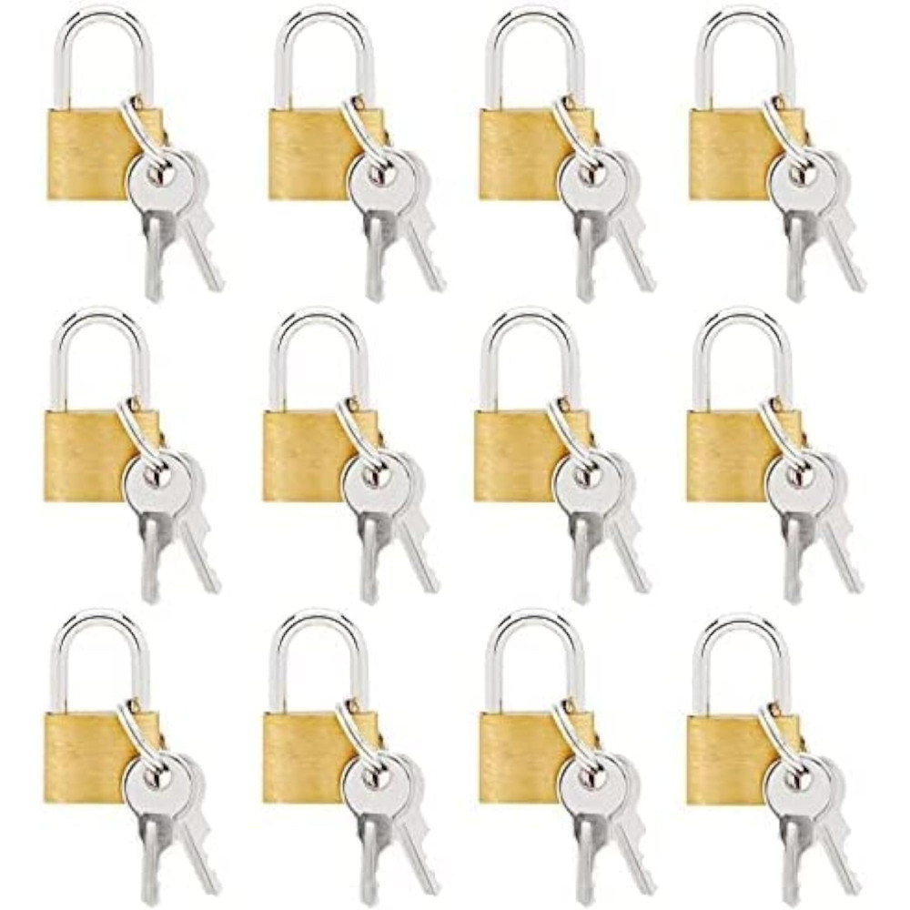 Abbasali 12 Pack Mini Padlocks, Cupreous Luggage Locks for Travel Security