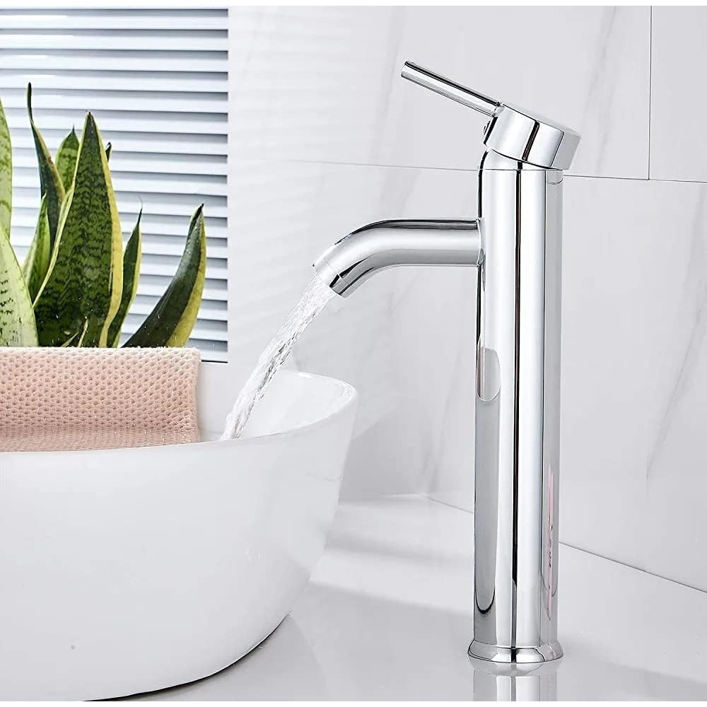 Abbasali Chrome Plated Wash Basin Mixer, Single Lever Deck Mounted Faucet for Hot And Cold Water