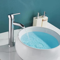 Abbasali Chrome Plated Wash Basin Mixer, Single Lever Deck Mounted Faucet for Hot And Cold Water