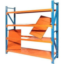 Abbasali Heavy Duty Metal Warehouse 4 Steps Racking Storage, Steel Shelf, 300kg Capacity per Shelf, Dimensions: 200 x 60 x 200cm, Blue And Orange