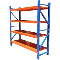 Abbasali Heavy Duty Metal Warehouse 4 Steps Racking Storage, Steel Shelf, 300kg Capacity per Shelf, Dimensions: 200 x 60 x 200cm, Blue And Orange