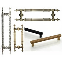 Abbasali Modern and Stylish Wooden and Glass Door Handles Sets of 2 Pieces All Sizes Available 1000mm, Silver