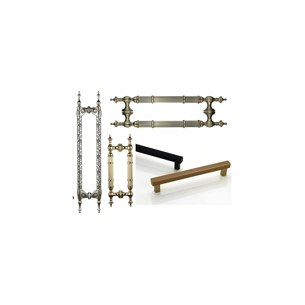 Abbasali Modern and Stylish Wooden and Glass Door Handles Sets of 2 Pieces All Sizes Available 1000mm, Silver