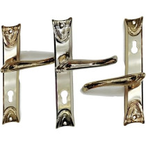 Abbasali Wooden Door Handle for Entrance and Interior Doors, Almira Plate Model, Silver