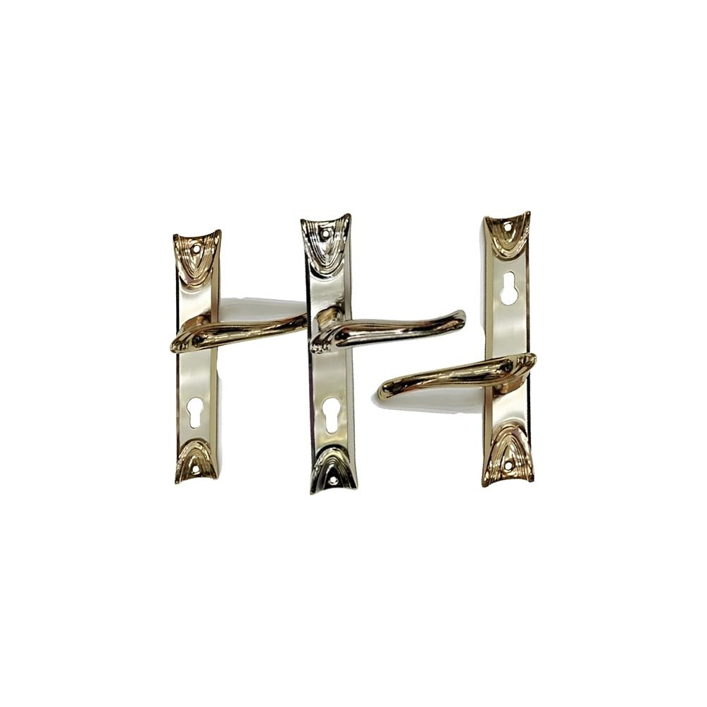 Abbasali Wooden Door Handle for Entrance and Interior Doors, Almira Plate Model, Silver