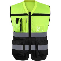 Abbasali Reflective Vest Safety Fabric Vest-180GSM with Pockets, Style No. DLM, Large