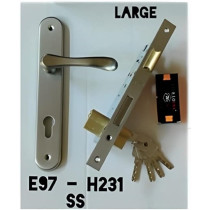 Abbasali Wooden Door Lock and Door Handle for Entrance and Interior Doors, Large Model E97-H231, Black
