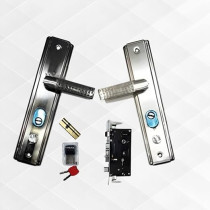 Abbasali Wooden Door Handle and Door Lock for Entrance and Interior Doors, Black