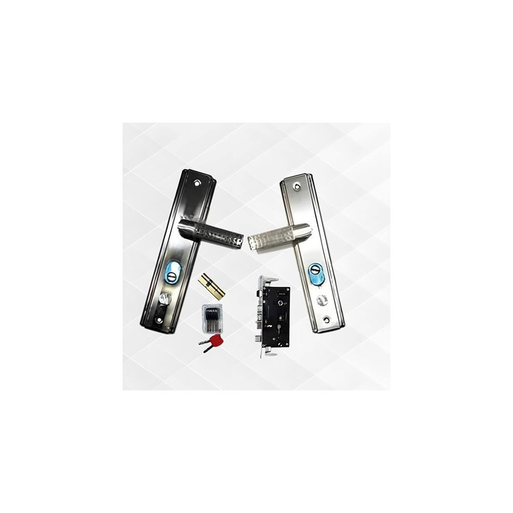 Abbasali Wooden Door Handle and Door Lock for Entrance and Interior Doors, Black