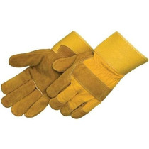 Abbasali Safety Leather Hand Gloves, Yellow, 1 Pair